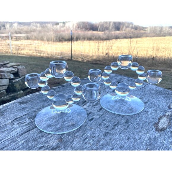 Vintage Pair of Rare Imperial Candlewick Candelabras Art Deco 6”x8” - Picture 1 of 4